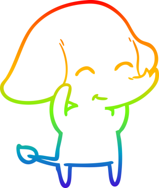 Gökkuşağı gradyan çizgisi bir insan tarafından çizilmiş şirin bir fil çizimi