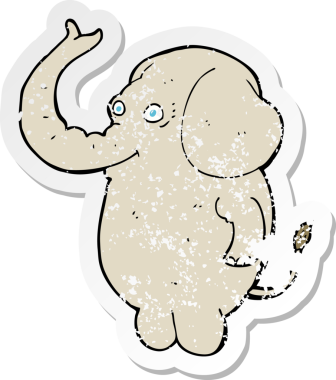 Bir insan tarafından çizilmiş komik bir filin gerilimli çıkartması.