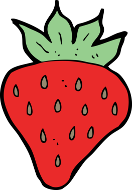 Bir insan tarafından çizilmiş çilek çizgi filmi.