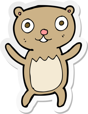 Bir insan tarafından çizilmiş oyuncak ayının çıkartması.