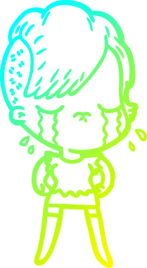 Bir insan tarafından çizilmiş ağlayan bir çizgi film kızı çizimi.