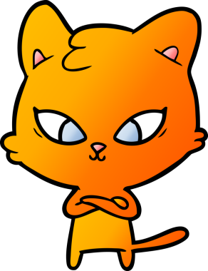 Bir insan tarafından çizilmiş sevimli çizgi film kedisi.