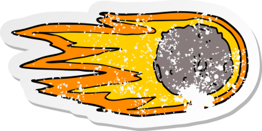 Bir insan tarafından çizilmiş karikatür kuyruklu yıldızının sıkıntılı çıkartması.