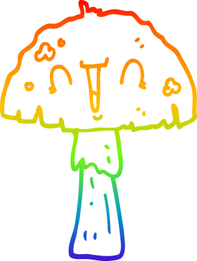 gökkuşağı gradyan çizgi çizimi bir insan tarafından çizilmiş mantar karikatürü