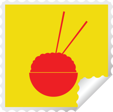 Bir insan tarafından çizilmiş pirinç kase kare kabuğu vektör illüstrasyonu