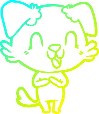 Bir insan tarafından çizilmiş gülen çizgi film köpeğinin soğuk çizgisi.