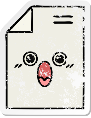 Sevimli bir karikatürün sıkıntılı çıkartması. Bir insan tarafından çizilmiş.