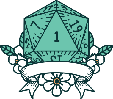 Retro Dövme Biçimi Doğal Bir d20 zar bir insan tarafından çizildi