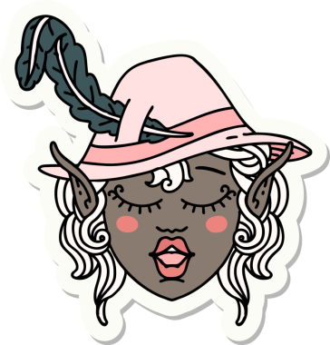 Bir insan tarafından çizilmiş bir elf şair karakteri çıkartması.