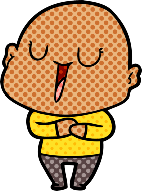 Bir insan tarafından çizilmiş mutlu, kel adam.