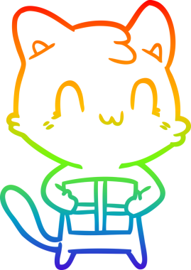 gökkuşağı gradyan çizgi çizimi Bir insan tarafından çizilmiş mutlu kedi