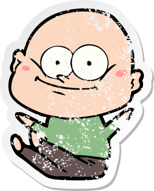 Bir insan tarafından çizilmiş kel bir adamın sıkıntılı çıkartması.