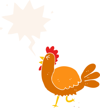 bir insan tarafından çizilmiş konuşma baloncuğu ile çizgi film horozu