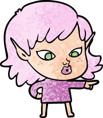 Bir insan tarafından çizilmiş güzel elf kızı.