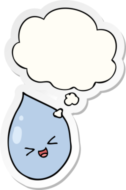 Düşünce baloncuklu karikatür yağmur damlası insan tarafından çizilmiş bir çıkartma.