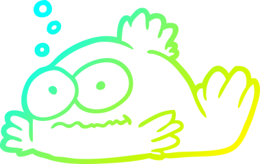 Bir insan tarafından çizilmiş garip bir Japon balığının soğuk gradyan çizgisi.