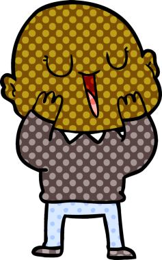 Bir insan tarafından çizilmiş mutlu, kel adam.