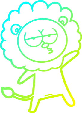 Bir insan tarafından çizilmiş, karikatür çizen, yorgun bir aslan.