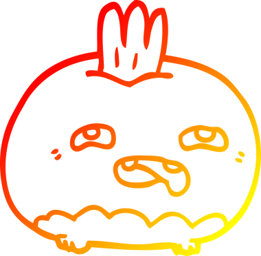 Bir insan tarafından çizilmiş mutlu bir sebze kökü çizgi çizimi.