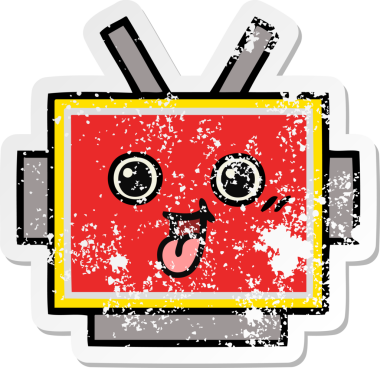 Bir insan tarafından çizilmiş sevimli robot kafasının sıkıntılı çıkartması.