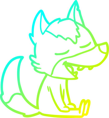 Bir insan tarafından çizilmiş gülen bir kurdun soğuk çizgi çizimi.