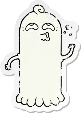Bir insan tarafından çizilmiş karikatür bir hayaletin sıkıntılı çıkartması.