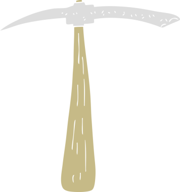 Bir insan tarafından çizilmiş bir baltanın düz renk çizimi