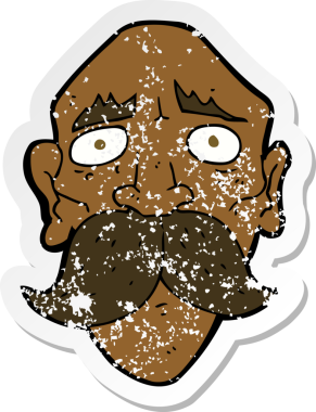 Bir insan tarafından çizilmiş üzgün, yaşlı bir adamın karikatür yapıştırması.