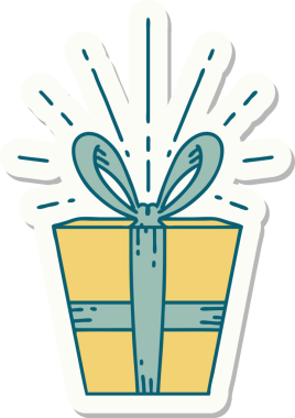 Bir insan tarafından çizilmiş dövme stili Noel hediyesi.