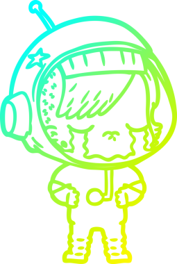 Bir insan tarafından çizilmiş ağlayan astronot bir kızın soğuk gradyan çizimi