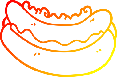 Bir insan tarafından çizilmiş bir sosisli sandviçin sıcak çizgi çizimi.