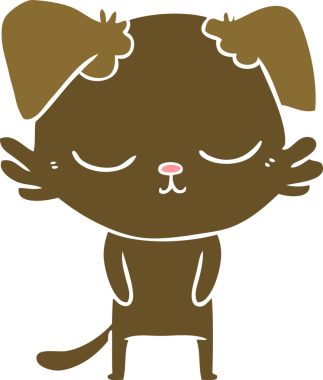 Bir insan tarafından çizilmiş şirin düz renkli çizgi film köpeği.