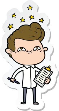 Bir insan tarafından çizilmiş heyecanlı bir adamın çıkartması.