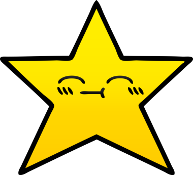 Bir insan tarafından çizilmiş altın yıldızın gölgeli karikatürü