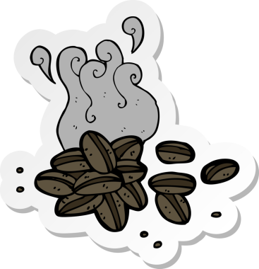 Bir insan tarafından çizilmiş kahve çekirdekleri.