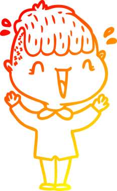 Sıcak bir çizgi film çizimi. Mutlu bir çocuk. Bir insan tarafından çizilmiş.