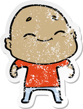 Bir insan tarafından çizilmiş mutlu, kel bir adamın sıkıntılı çıkartması.