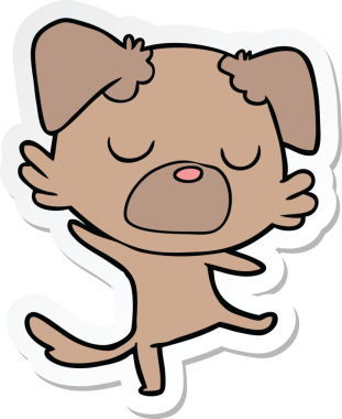 Bir insan tarafından çizilmiş bir köpeğin çıkartması.