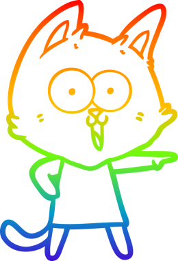 gökkuşağı gradyan çizimi bir insan tarafından çizilmiş komik bir çizgi film kedisi