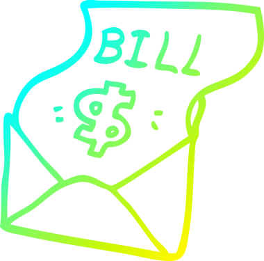 Bir insanın çizdiği zarfın içinde bir karikatür tasarısının soğuk gradyanı.