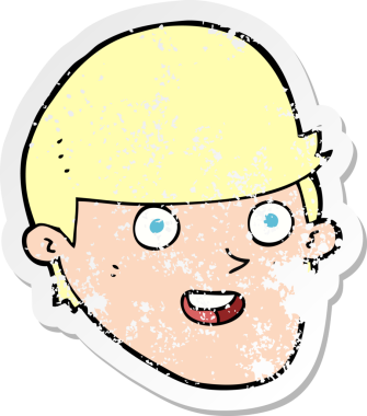 Bir insan tarafından çizilmiş koca çeneli bir çizgi film karakterinin gerilimli çıkartması.