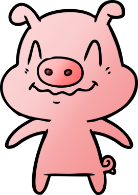 Bir insan tarafından çizilmiş sinirli çizgi film domuzu.