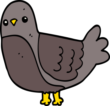 Bir insan tarafından çizilmiş çizgi film kuşu.