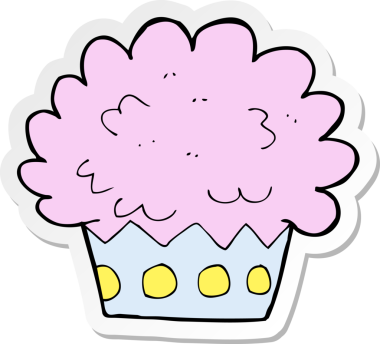 Bir insan tarafından çizilmiş bir karikatür fincan kekinin etiketi.