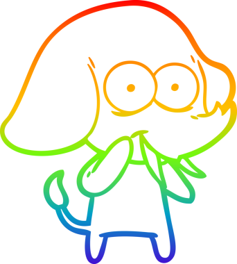 Gökkuşağı gradyanı çizimi bir insan tarafından çizilmiş mutlu bir filin çizimi