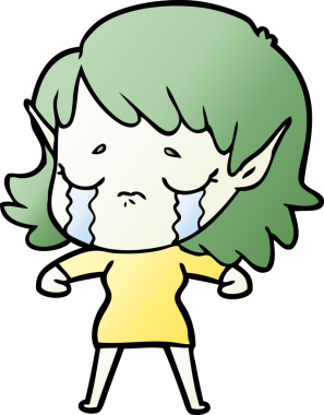 Bir insan tarafından çizilmiş ağlayan elf kızı.