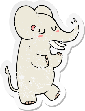 Bir insan tarafından çizilmiş karikatür filinin sıkıntılı çıkartması.