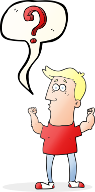 Bir insan tarafından çizilmiş soru ile serbest konuşma balonu karikatürü adam