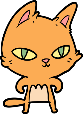 Bir insan tarafından çizilmiş çizgi film kedisi.