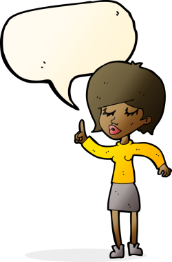 Bir insan tarafından çizilmiş konuşma baloncuğu fikri olan bir karikatür kadın.